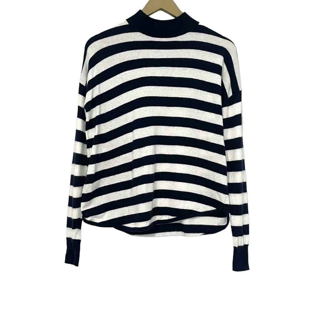 Madewell Wool Blend Navy Blue White Striped Sweater Size XS - Picture 2 of 7
